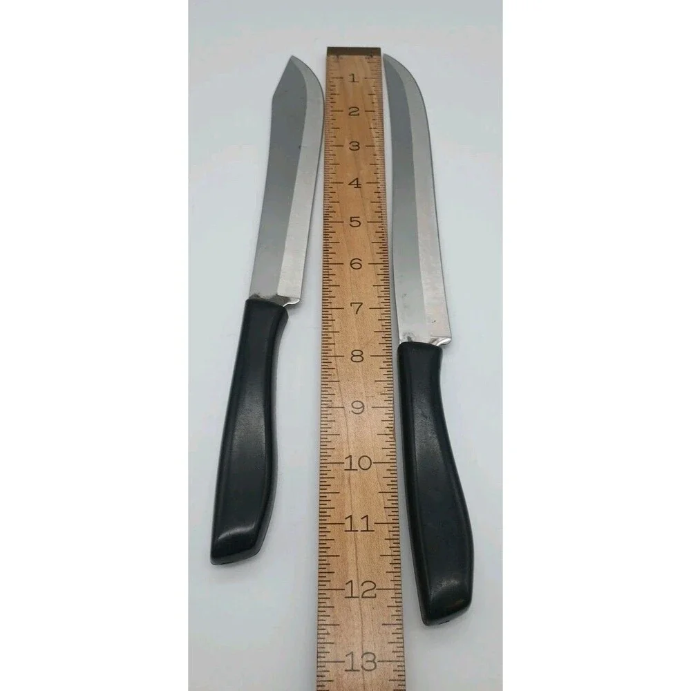 Vtg Ekco Vanadium Dutch Blue Tulip Knife Set Gold Set Of 2